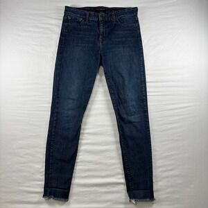 Lucky Brand Ava Super Skinny Jeans Womens 8/29 Blue Mid Rise Raw Hem Denim